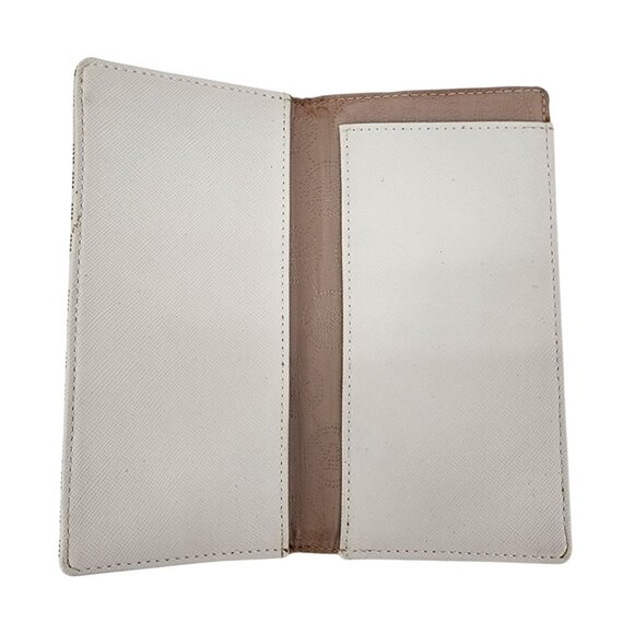 Michael Kors Checkbook Holder Wallet Leather Logo Gray Taupe - Picture 3 of 5